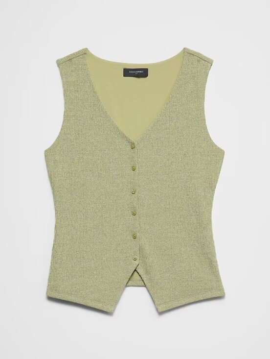 Banana Republic Factory Tops - Banana Republic Factory Jacquard Crinkled Vest Top Mosstone Green M